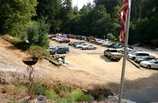 Parking Lot with Olympic Torch and Flag